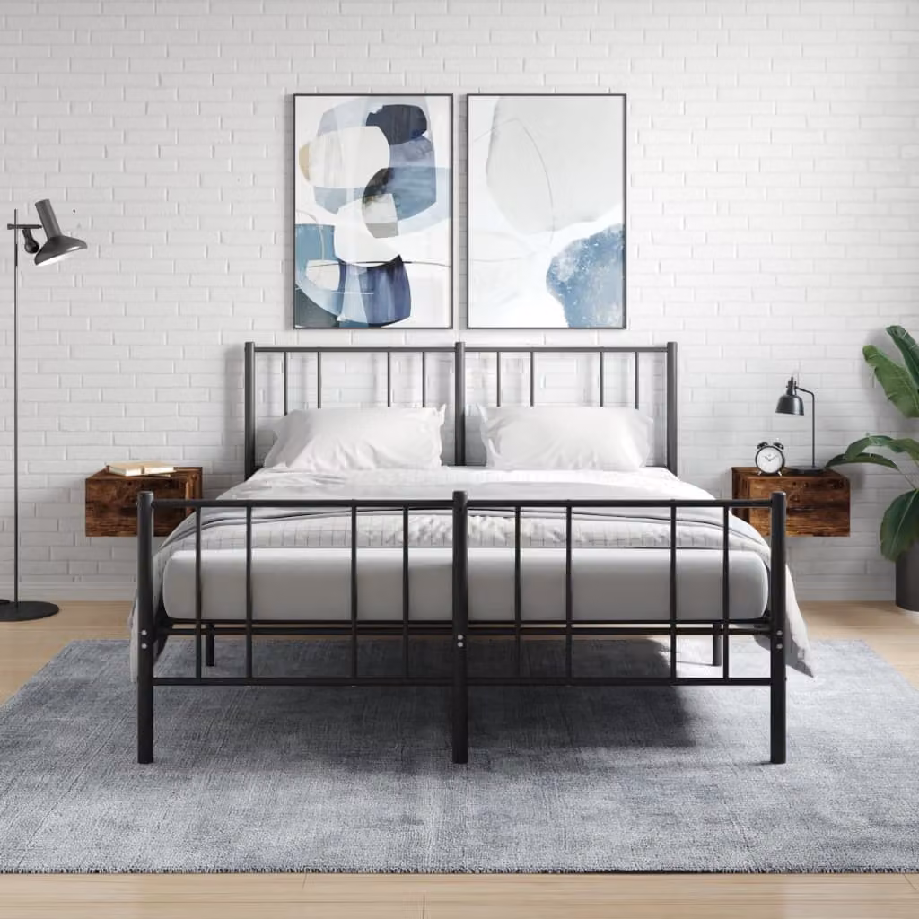 Set di 2 comodini da muro vidaXL in rovere fumo L/P/H: 35 x 35 x 20 cm