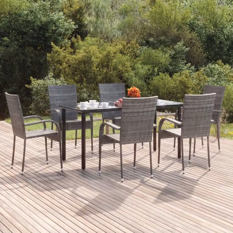 Maison Exclusive - Set da Pranzo da Giardino 7 pz Grigio in Polyrattan