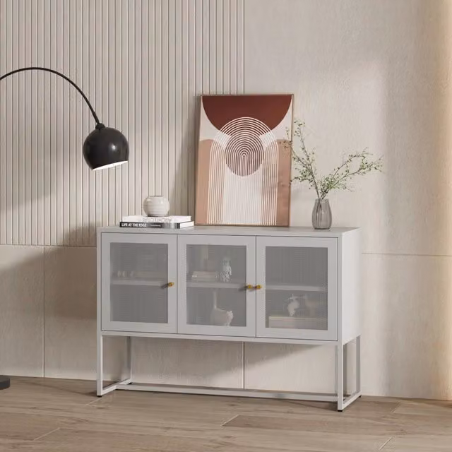 Comò Sund en.casa Armadietto da Stoccaggio in Metallo Grigio L/P/H: 120 x 40 x 80 cm
