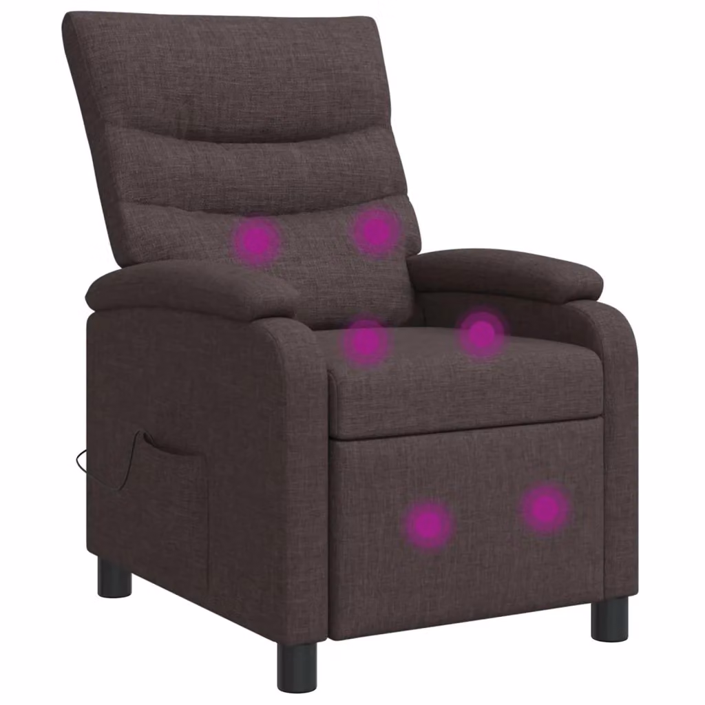 Poltrona Relax Massaggiante Moderna in Tessuto Marrone con Braccioli per Soggiorno e Ufficio – 2