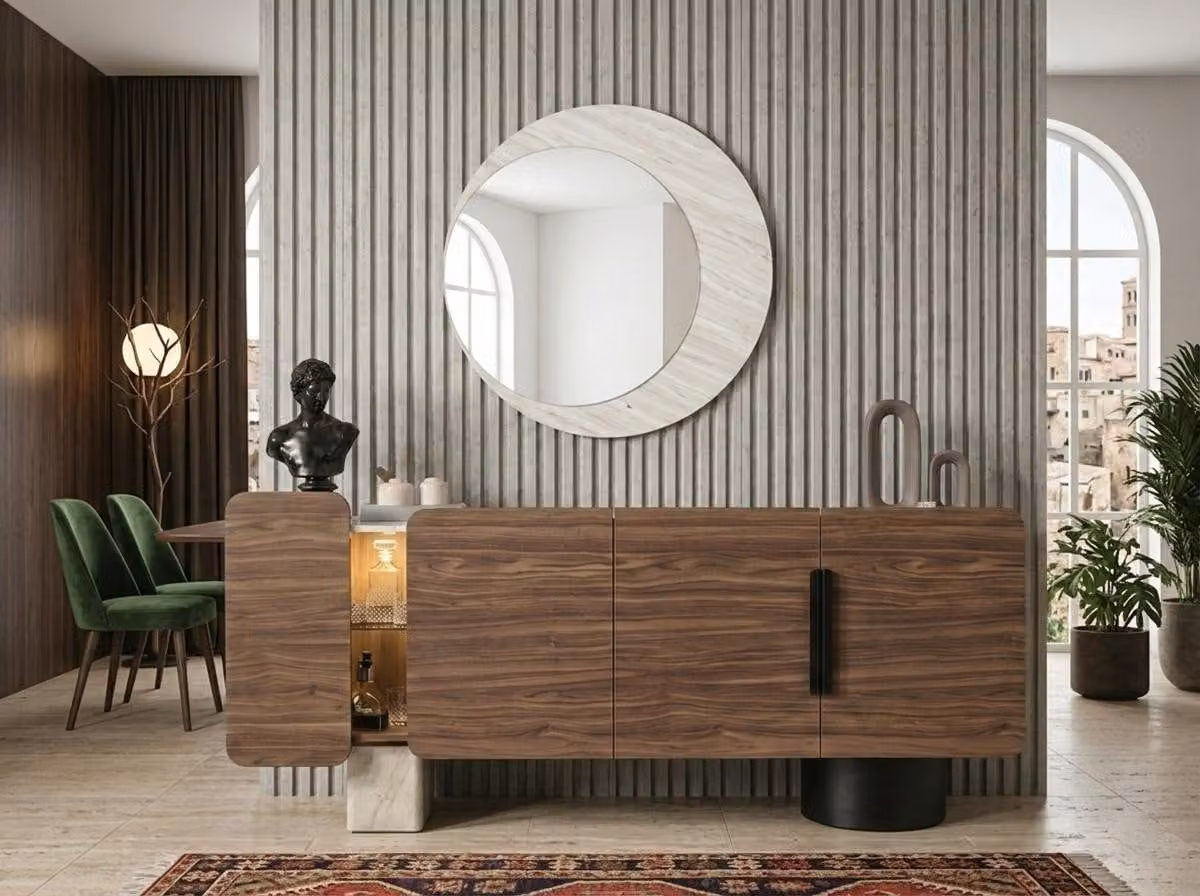 Elegante credenza con specchio per un arredamento raffinato e ampio spazio contenitivo
