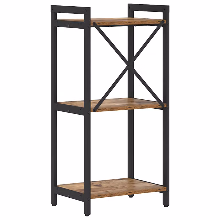 Libreria industrial vidaXL in legno e metallo, colore marrone, L 40 cm x P 30 cm x H 85 cm
