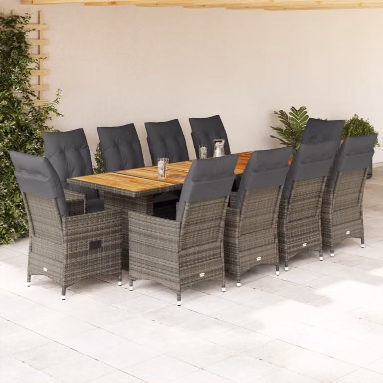 Maison Exclusive - Set da giardino bistrot 11 pezzi con cuscini grigio in polyrattan