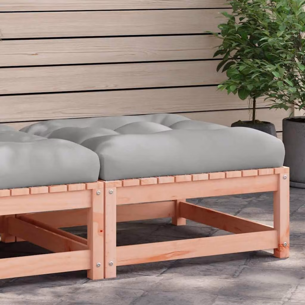 vidaXL Poggiapiedi da Giardino in Legno di Douglas con Cuscini, Marrone e Grigio