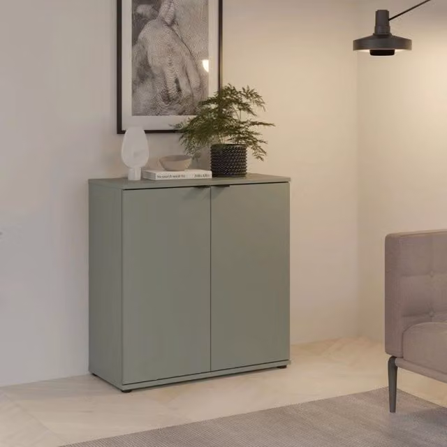 Mobile multiuso Segno con due ante EFFEZETA colore verde salvia L 80 cm – 1