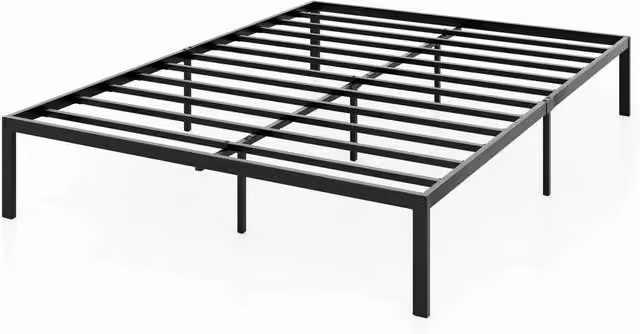 Struttura letto in metallo Design Mania con doghe fisse e spazio per la conservazione, colore nero, L: 140 cm, P: 200 cm, H: 30.5 cm