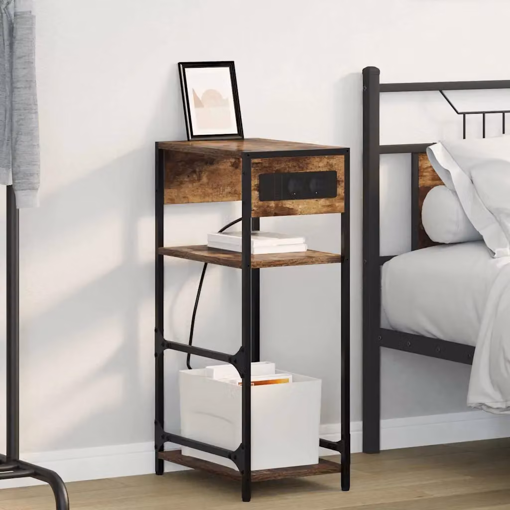Armadio da Notte vidaXL in Rovere Fumé, Stile Rustico, L 40 cm x P 27 cm x H 76 cm