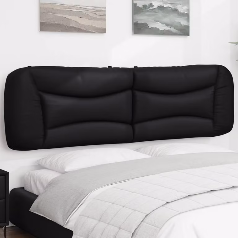 Testiera per letto imbottita vidaXL Hvar in similpelle nera, L: 193 cm