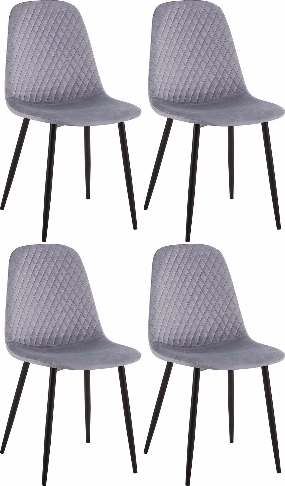 Set di 4 sedie CLP Giverny con cuciture decorative, grigio, tessuto