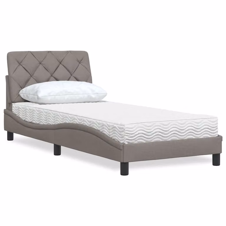 Letto con materasso vidaXL in tessuto tortora e grigio, L/P/H: 80 x 200 x 74,5 cm
