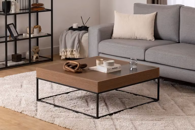 Skye Decor, Lena - Walnut, tavolino, noce, 100% PANNELLI DI PARTICELLE RIVESTITI IN MELAMINA, 90 x 90 x 37 cm