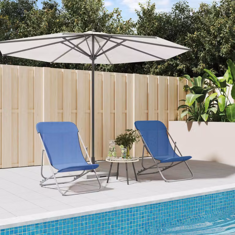 Set di 2 sedie pieghevoli vidaXL in blu con struttura in acciaio verniciato e seduta in textilene per giardino e terrazza
