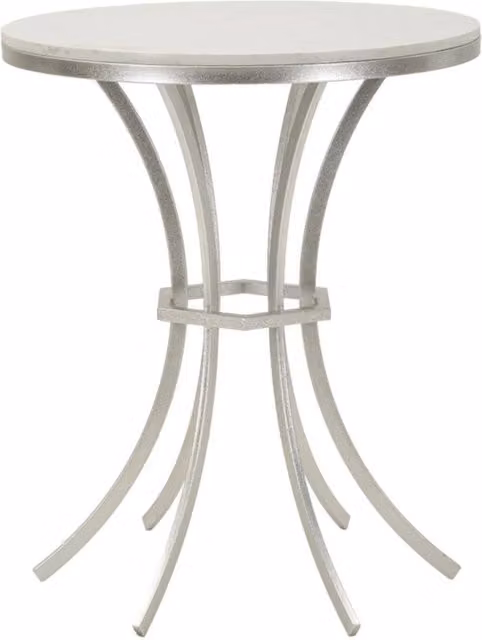 Tavolino Istanbul rotondo in marmo bianco e ferro argento O56x68 cm