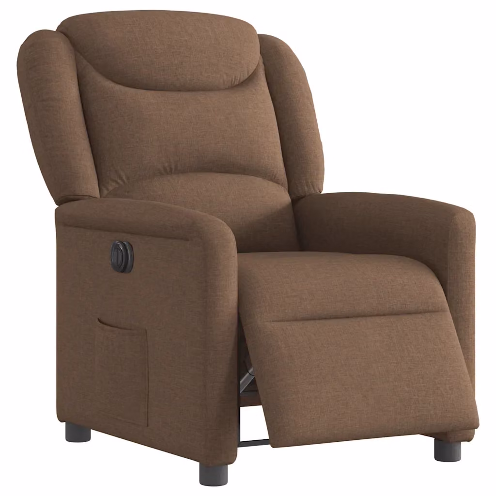 Poltrona elettrica reclinabile vidaXL in tessuto marrone con struttura in legno e metallo – 2