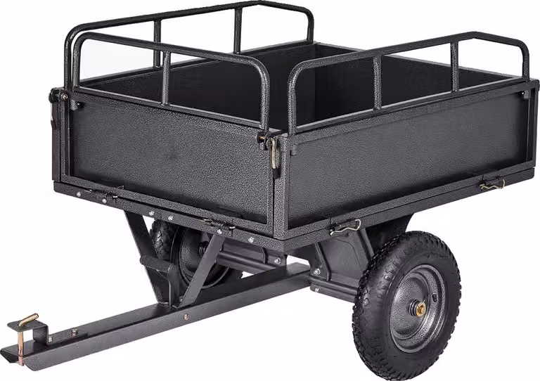 Rimorchio multiuso da giardino, struttura in acciaio, capacità di carico 600 lbs, 10cu.ft