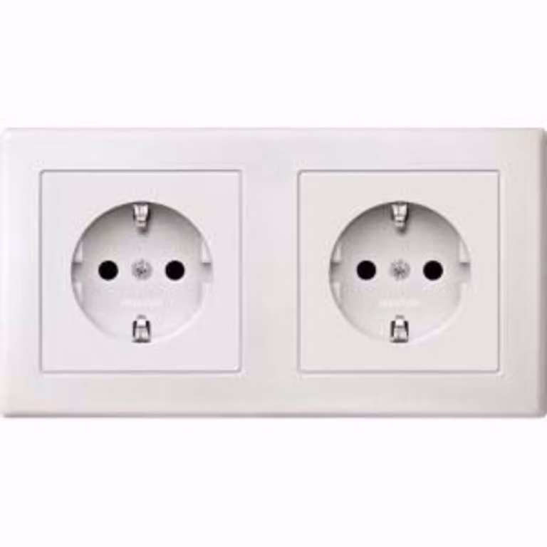 Presa doppia SCHUKO, BRS, morsetti a innesto, bianco polare, M-SMART