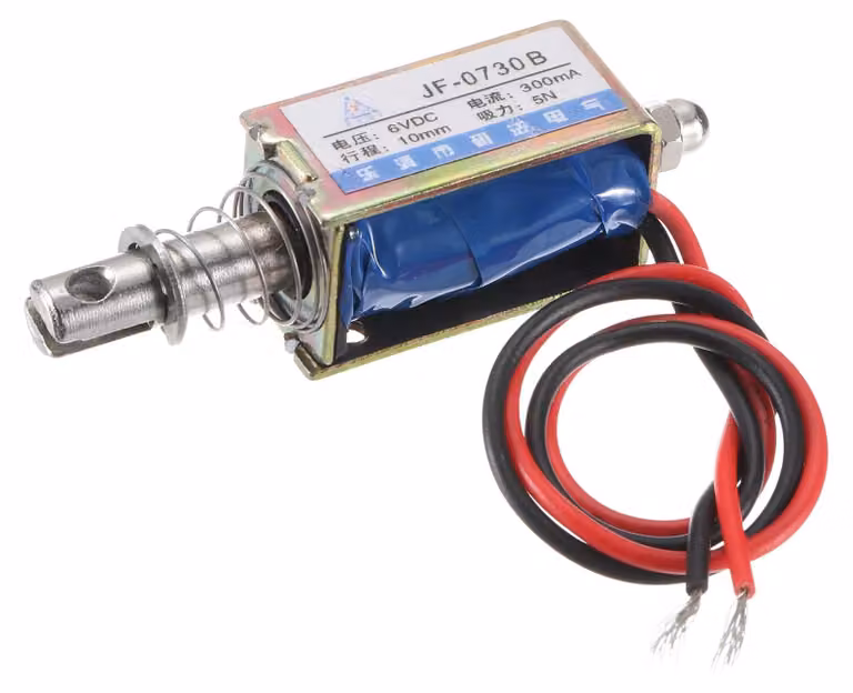 Solenoide elettromagnetico a spinta, 6 V, 0,3 A, forza di spinta 5 N, corsa del nucleo 10 mm
