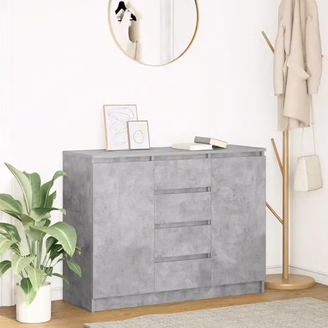 Credenza moderna con cassetti vidaXL in MDF grigio opaco L: 100,5 cm, P: 35 cm, H: 76 cm