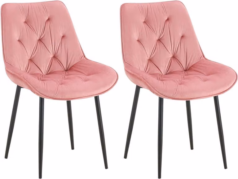 set di 2 sedie da pranzo Velvet - Sedie da cucina - Elevato comfort di seduta | Colore: Rose