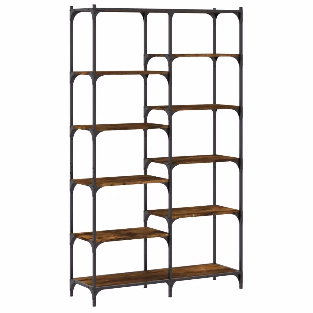 Libreria Industrial vidaXL in Legno e Metallo, Colore Rovere Fumo, L 100 x P 32 x H 170 cm – 2