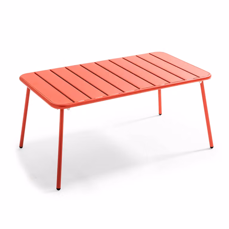 Tavolino da giardino in acciaio rosso 90 x 50 cm - Oviala Palavas