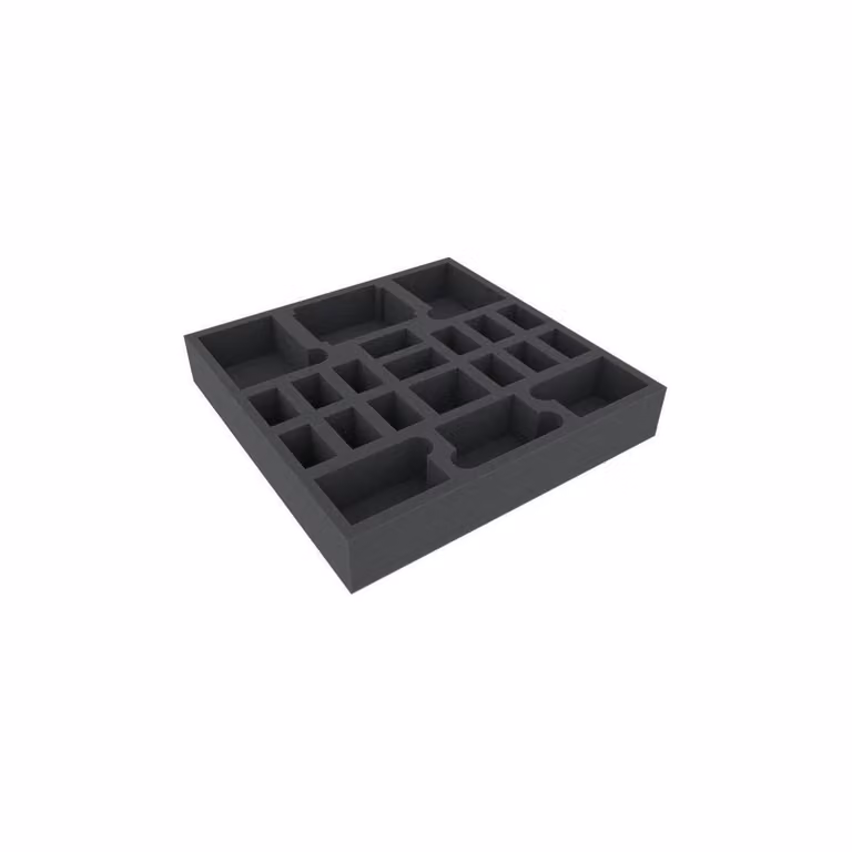 Inserto in schiuma 295x295x50 mm per miniature da giochi da tavolo, 21 scomparti