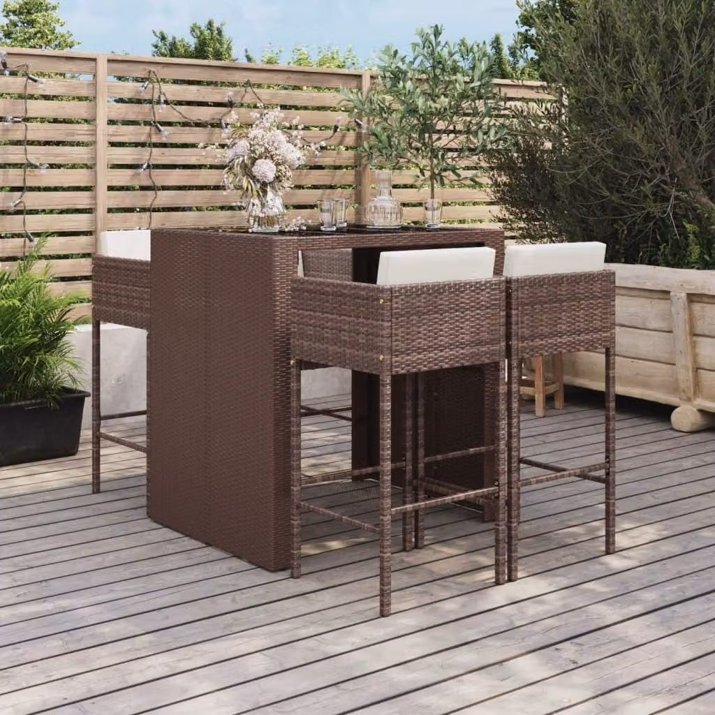 Maison Exclusive - Set Bar da Giardino 5 pz con Cuscini in Polyrattan Marrone