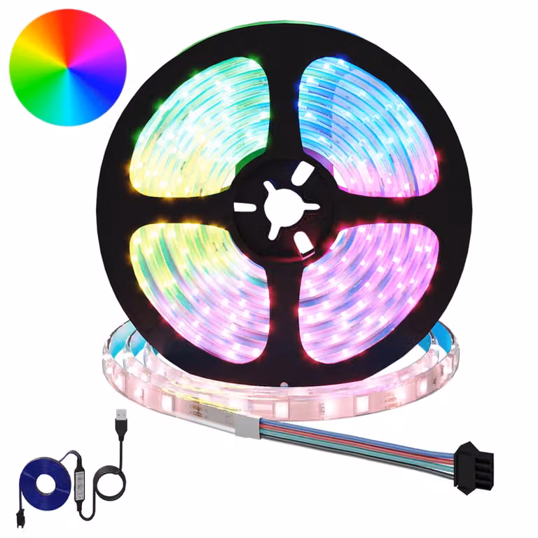 Set di 2 strisce LED RGB vidaXL multicolore con connessione USB in rame e plastica