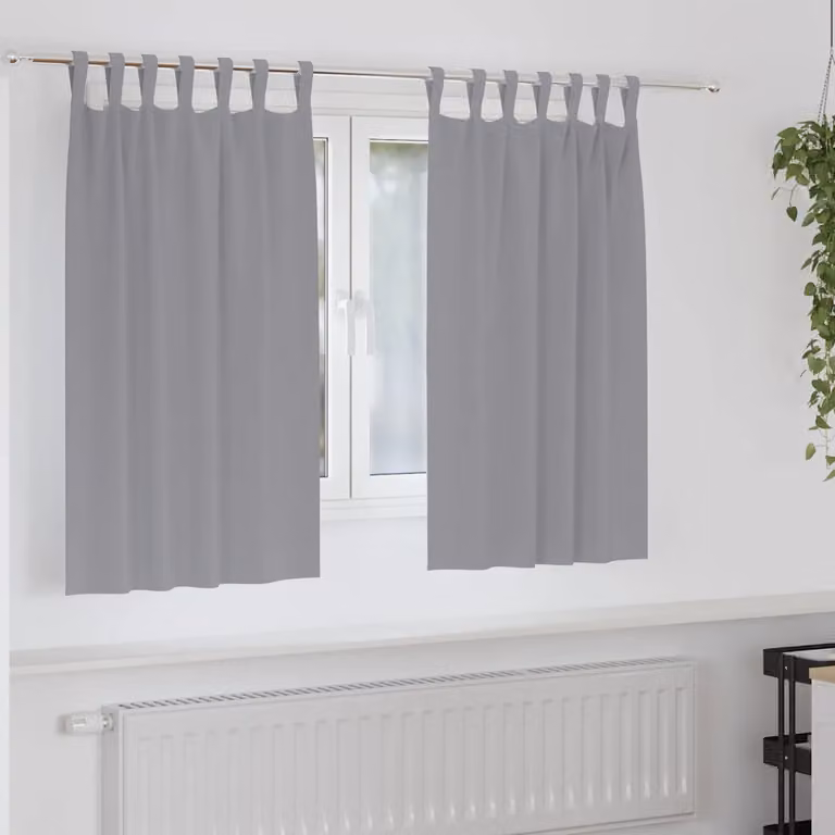 Set di 2 tende blackout vidaXL con anelli, colore grigio, L 140 cm x H 140 cm