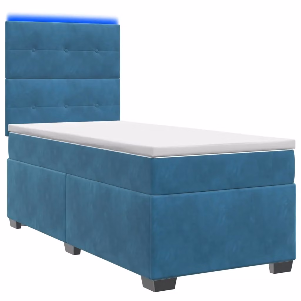 Letto box spring ibrido vidaXL in velluto blu con materasso a molle insacchettate e base contenitore, L/P: 200 x 100 cm – 2