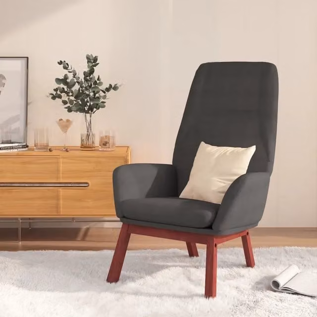 Sedia Relax Recliner vidaXL in Tessuto Grigio con Braccioli e Struttura in Legno e Metallo