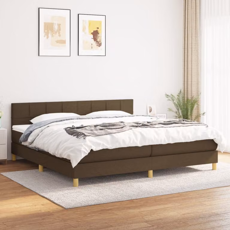 Letto Ibrido con Giroletto a Molle e Materasso vidaXL, Marrone e Bianco, L/P/H: 200 x 200 x 25 cm