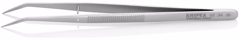 Pinzette di precisione nichelate, 155 mm, punta ricurva, Knipex | 4003773054832