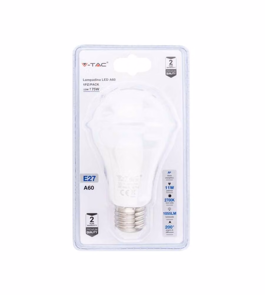 Lampadina LED E27 11W A60 2700K (Blister 1 Pezzo)