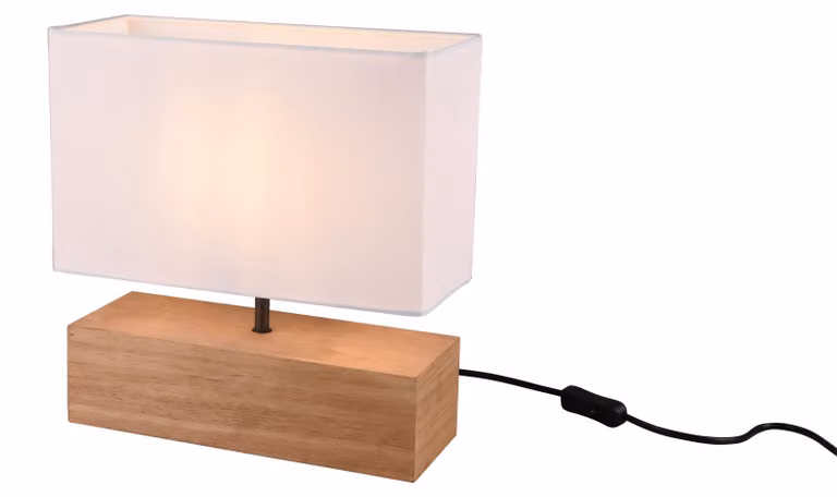 Lampada da tavolo WOODY marrone e bianca 1xE27x60W in tessuto, dimensioni: 30,5x30x12 cm, IP20, RL