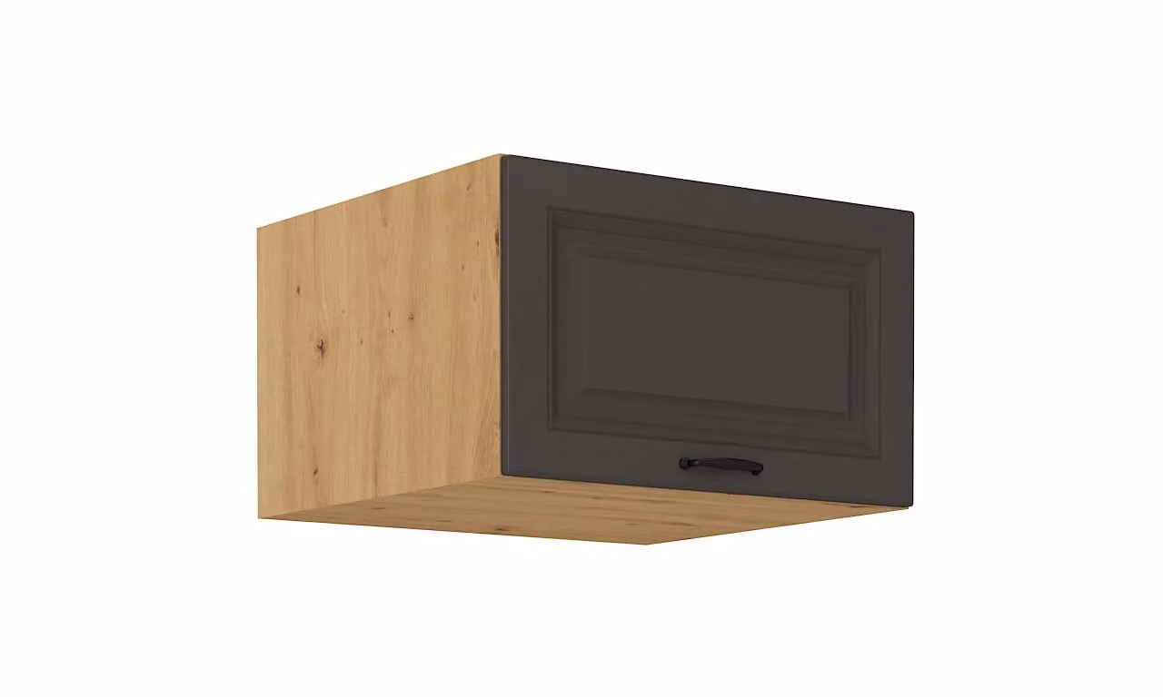 Armadietto superiore profondo con anta a battente SOPHIA - larghezza 60 cm, grafite / rovere artisan
