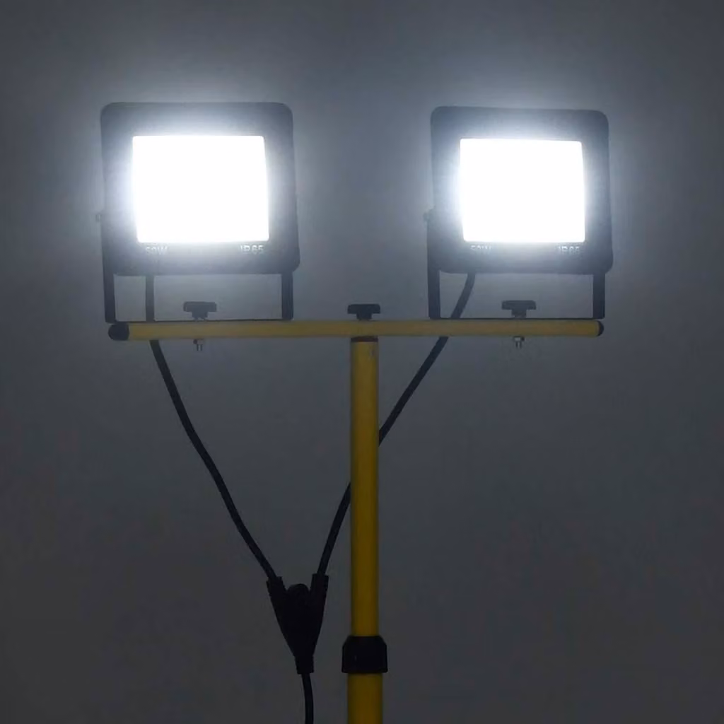 vidaXL Proiettore LED con stativo 2x50 W bianco freddo