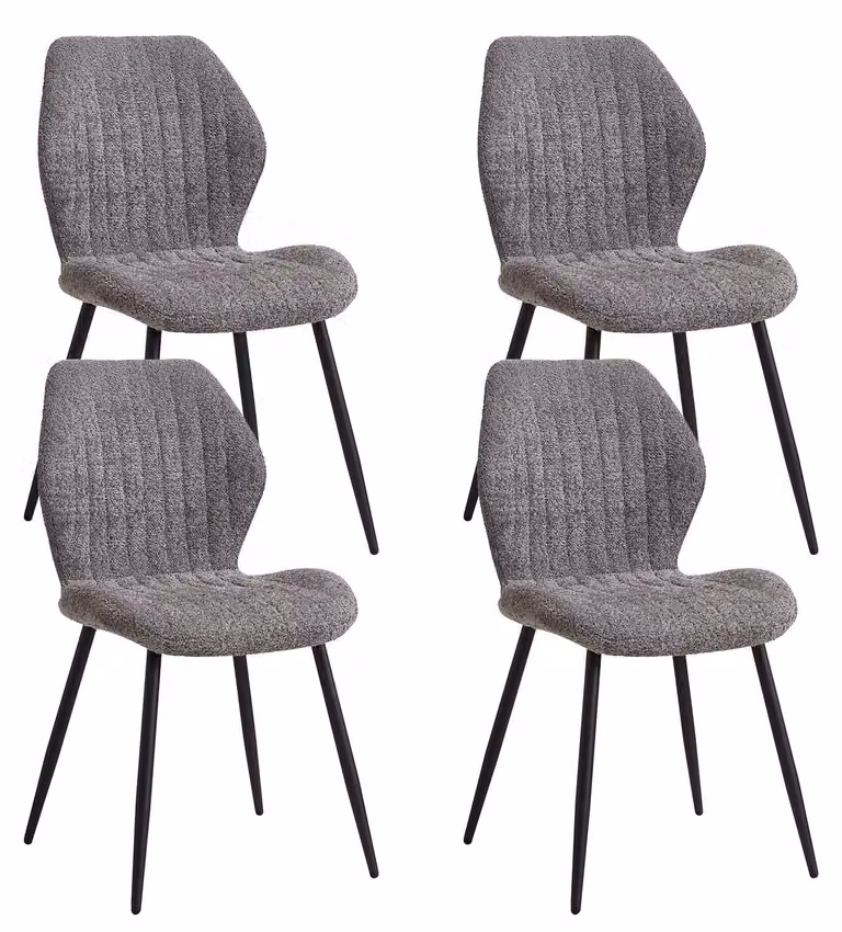 Set di 4 sedie da pranzo - Sedie da pranzo moderne - Struttura in metallo - Design minimalista - Non girevoli - Senza braccioli - Grigie