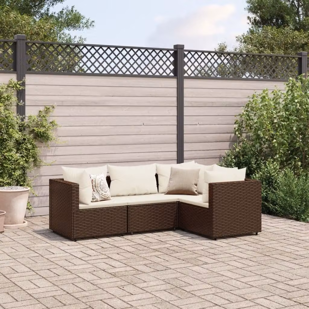 Maison Exclusive - Set Mobili da Giardino 4 pz con Cuscini in Polyrattan Marrone