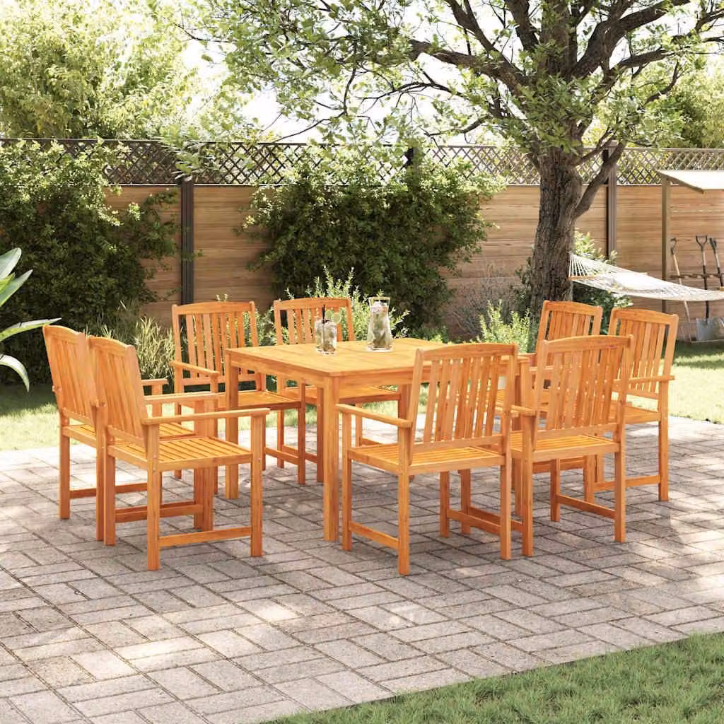 Maison Exclusive - Set da pranzo per esterno, 9 pezzi, legno massello di acacia, colore marrone