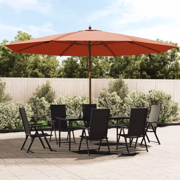 Ombrellone da Giardino vidaXL con Palo in Legno e Copertura in Poliestere, L: 400 cm, H: 273 cm