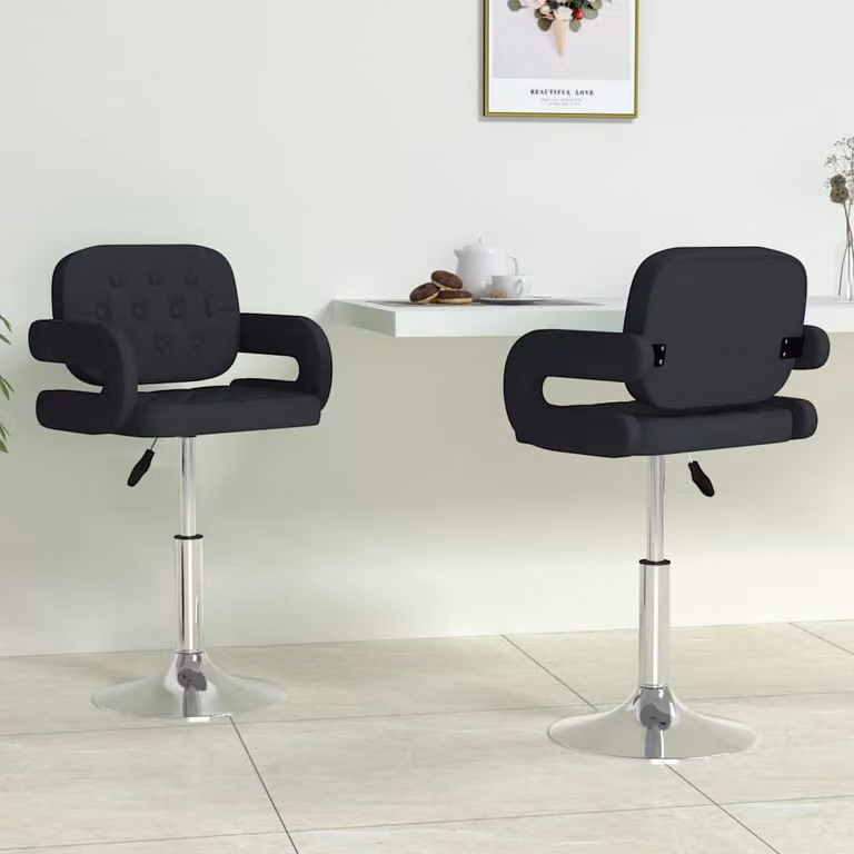 Set di 2 sedie da pranzo girevoli vidaXL in similpelle nera con braccioli e design moderno