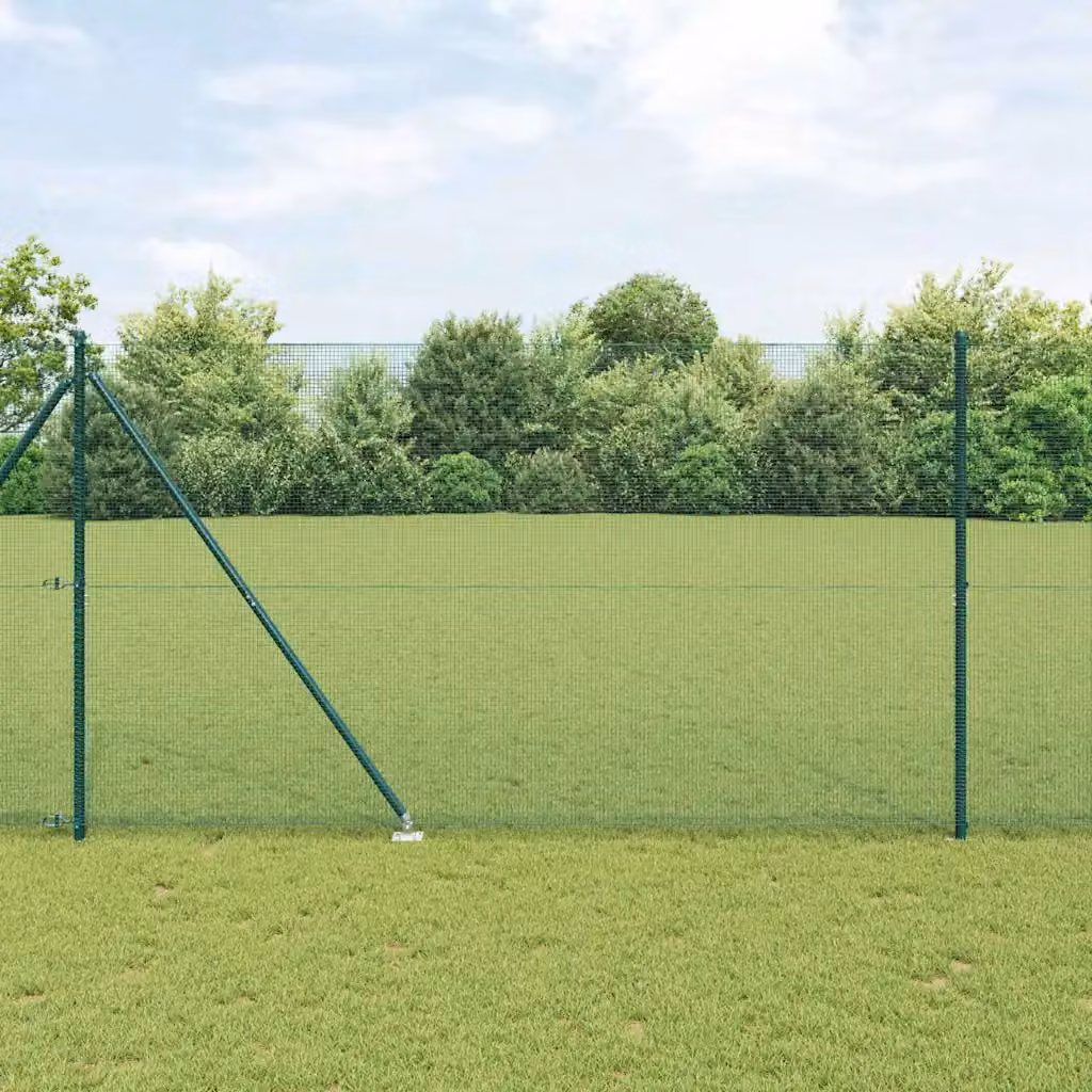 Recinzione in rete saldata con punte vidaXL, rivestimento in PVC, colore Verde, L: 25 m, H: 1,5 m