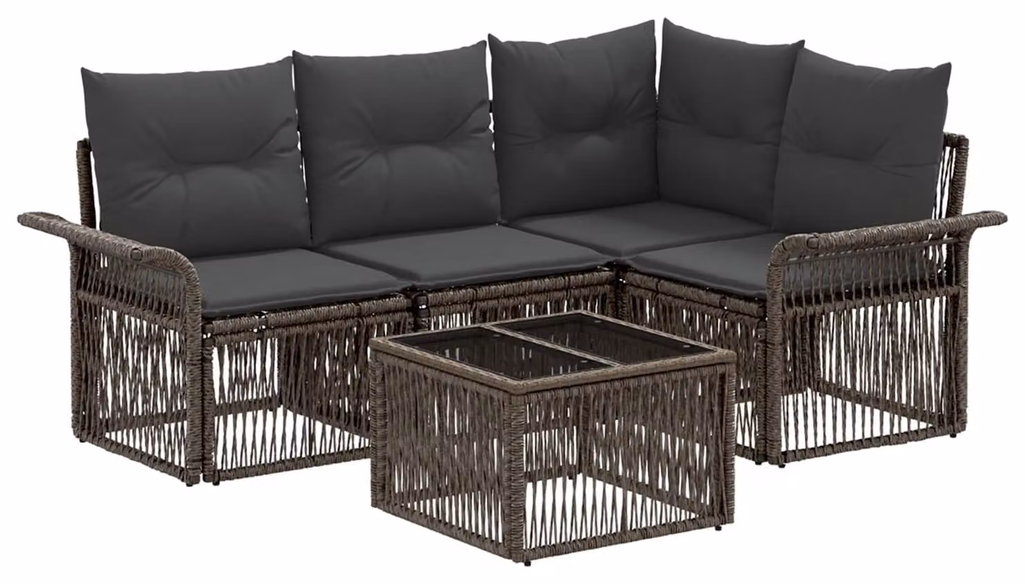 Set Divano da Giardino 5 pcs Grigio polyrattan