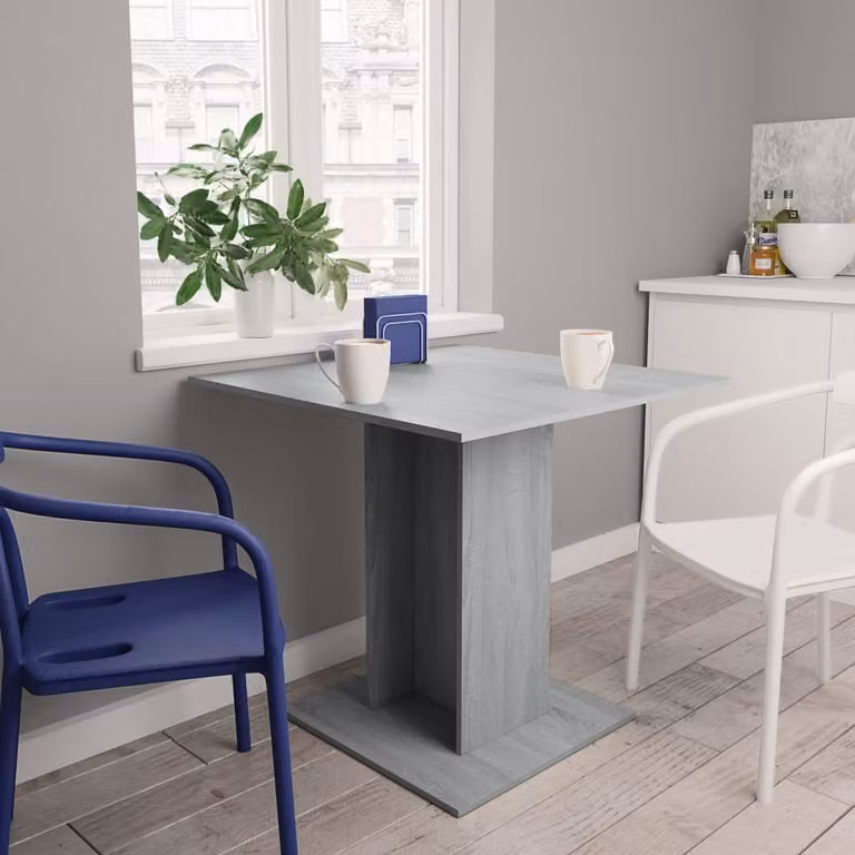 The Living Store tavolo da pranzo grigio Sonoma 80x80x75 cm in materiale ligneo