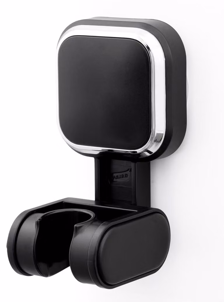 Supporto per soffione doccia nero con ventosa