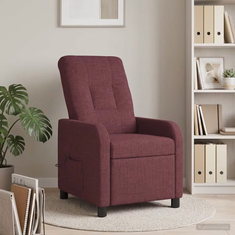 Poltrona relax reclinabile vidaXL in tessuto viola con braccioli