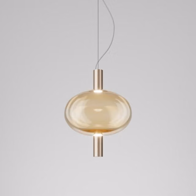 Lampada a sospensione Vistosi Riflesso in vetro trasparente e metallo oro/ottone e rame con luce LED dimmabile luce calda