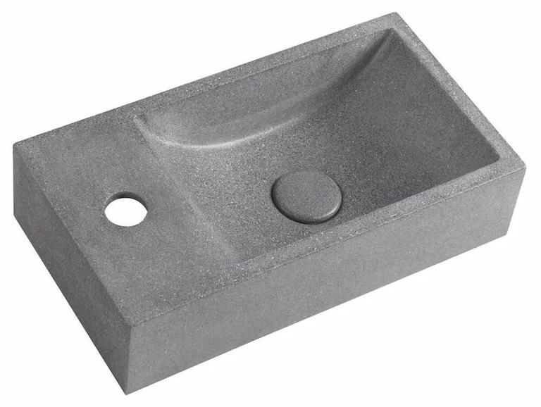 Sapho Small - Lavabo, 400x220 mm, senza sfioratore, 1 foro per rubinetto a sinistra, granito nero AR403