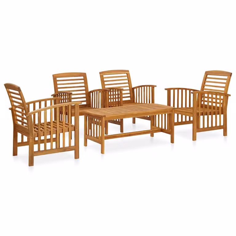 Set di divani da giardino vidaXL in legno massello di acacia color marrone, 5 pezzi